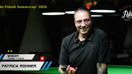 Außenseiter wirbeln das Feld durcheinander – Patrick Rohner triumphiert beim 4. Snooker Friends Sommercup