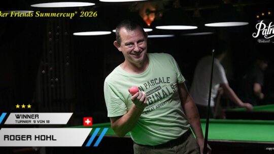 Hitzeschlacht beim 10. Snooker Friends Sommercup – Roger Hohl trotzt den Temperaturen