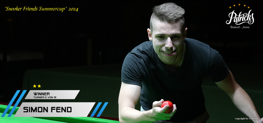 Simon Fend (AUT) gewinnt 7. Turnier „Snooker Friends Sommercup“. Simon Fend (AUT) gewinnt 7. Turnier „Snooker Friends Sommercup“.